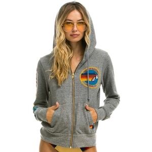Aviator Nation Venice Zip Hoodie Heather Gray XS